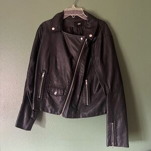Black leather Jacket - size 14